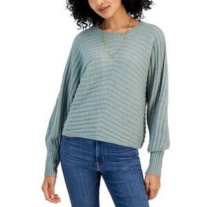 Pink Rose Junior's Rib Knit Blouson Sleeve Sweater Size: Large